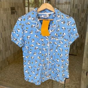 Peanuts Snoopy and Woodstock Blue Short PJ Set size Small